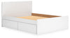 Onita Queen Panel Platform Bed with 1 Side Storage - White