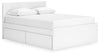 Onita Queen Panel Platform Bed with 1 Side Storage - White