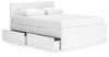 Onita Queen Panel Platform Bed with 2 Side Storage - White