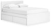 Onita Queen Panel Platform Bed with 2 Side Storage - White