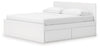 Onita King Panel Platform Bed with 2 Side Storage - White
