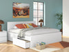 Onita King Panel Platform Bed with 2 Side Storage - White