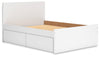 Onita Full Panel Platform Bed with 2 Side Storage - White
