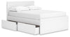 Onita Full Panel Platform Bed with 2 Side Storage - White