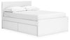 Onita Full Panel Platform Bed with 2 Side Storage - White