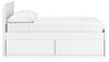 Onita Full Panel Platform Bed with 2 Side Storage - White