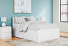 Onita Full Panel Platform Bed with 2 Side Storage - White