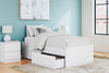 Onita Twin Platform Bed with 1 Side Storage - White