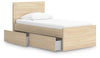 Onita Twin Panel Platform Bed with 1 Side Storage - Natural