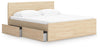 Onita Queen Panel Platform Bed with 2 Side Storage - Natural