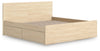 Onita King Panel Platform Bed with 2 Side Storage - Natural