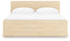 Onita King Panel Platform Bed with 2 Side Storage - Natural
