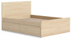 Onita Full Panel Platform Bed with 1 Side Storage - Natural