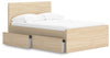 Onita Full Panel Platform Bed with 1 Side Storage - Natural