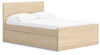 Onita Full Panel Platform Bed with 1 Side Storage - Natural