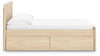 Onita Full Panel Platform Bed with 1 Side Storage - Natural