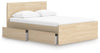 Onita Full Panel Platform Bed with 2 Side Storage - Natural