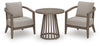 Joy Lagoon Outdoor Chairs with Cushions/Table (Set of 3)