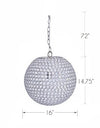 Crystal Globe 14.75" Metal Pendant Lamp