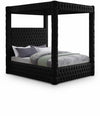 Royal Velvet Upholstered Canopy Bed — King / Black
