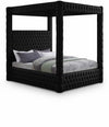 Royal Velvet Upholstered Canopy Bed — Queen / Black