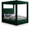Royal Velvet Upholstered Canopy Bed — King / Green