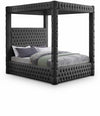 Royal Velvet Upholstered Canopy Bed — Queen / Grey