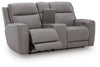 5Z-Comfort Power Reclining Loveseat with Console - Coin