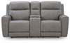 5Z-Comfort Power Reclining Loveseat with Console - Coin