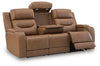 Knightington Power Reclining Sofa with Audio Seating - Caramel