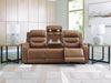 Knightington Power Reclining Sofa with Audio Seating - Caramel