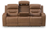 Knightington Power Reclining Sofa with Audio Seating - Caramel