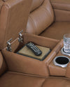 Knightington Power Reclining Loveseat with Audio Seating - Caramel
