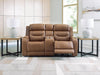 Knightington Power Reclining Loveseat with Audio Seating - Caramel