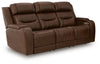 Knightington Power Reclining Sofa with Audio Seating - Brown