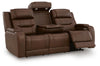 Knightington Power Reclining Sofa with Audio Seating - Brown