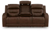 Knightington Power Reclining Sofa with Audio Seating - Brown