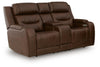 Knightington Power Reclining Loveseat with Audio Seating - Brown