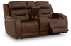 Knightington Power Reclining Loveseat with Audio Seating - Brown
