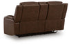 Knightington Power Reclining Loveseat with Audio Seating - Brown
