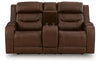 Knightington Power Reclining Loveseat with Audio Seating - Brown