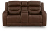 Knightington Power Reclining Loveseat with Audio Seating - Brown