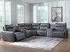 ModZ 7-Piece Power Reclining Sectional with Audio Consoles - Blue