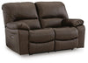 Leesworth Power Reclining Loveseat - Dark Brown