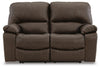 Leesworth Power Reclining Loveseat - Dark Brown