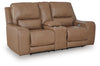 DeepWakes Power Reclining Loveseat with Console - Caramel