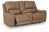 DeepWakes Power Reclining Loveseat with Console - Caramel