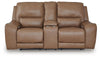 DeepWakes Power Reclining Loveseat with Console - Caramel