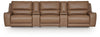 DeepWakes 5-Piece Reclining Sectional with Storage Consoles - Caramel