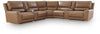 DeepWakes 7-Piece Reclining Sectional with Storage Consoles - Caramel